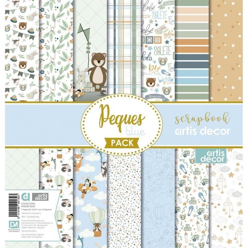COLECCION PAPEL SCRAP 12X12 ARTIS DECOR ”PEQUES BLUE”