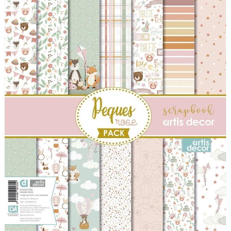 COLECCION PAPEL SCRAP 12X12 ARTIS DECOR ”PEQUES ROSE”