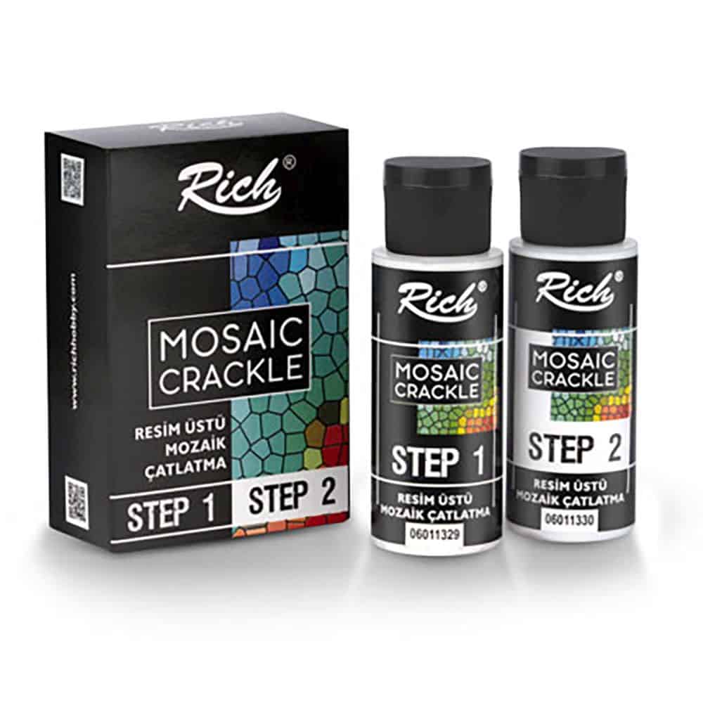 SET MOSAIC CRACKLE (CRAQUELADOR) PASO 1 (60CC)+PASO 2 (60CC.) RICH