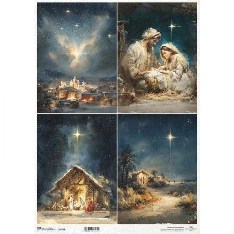 R1709L PAPEL ARROZ DEC. ITD 29,7x42cm. NAVIDAD